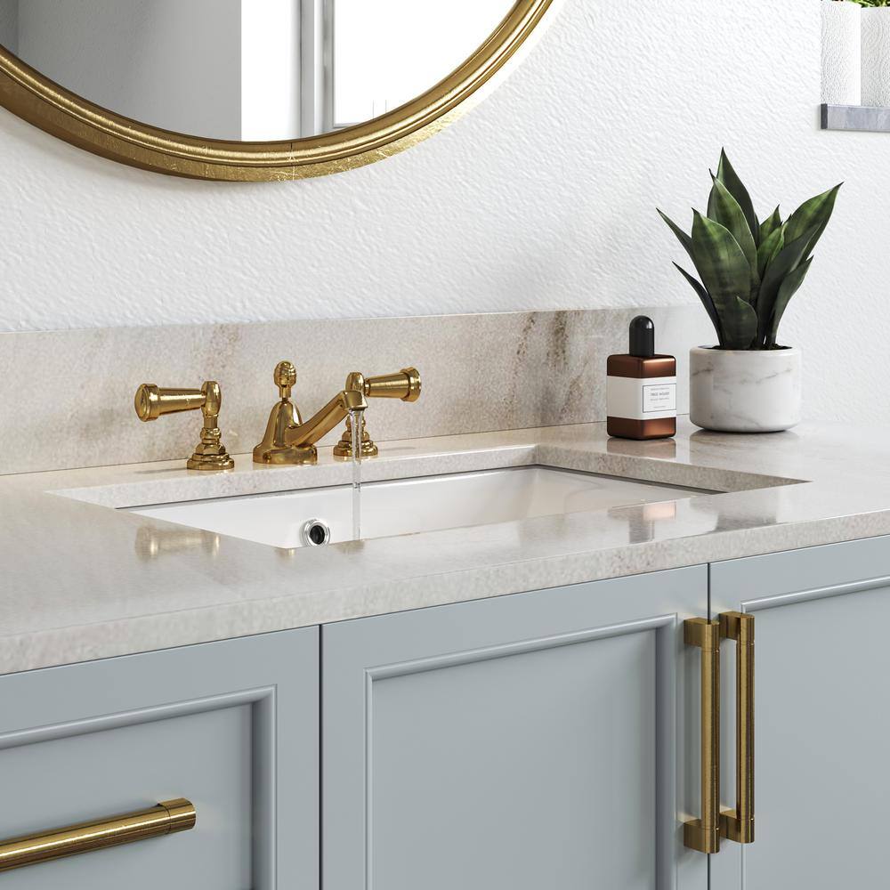 24 Inch White Ceramic Undermount Bathroom Sink with Overflow
