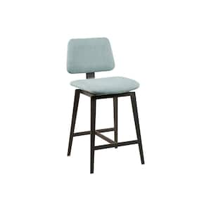 Rogue 25 in. Dusty Blue Wood Counter Stool with Armless 360 Degree Swivel