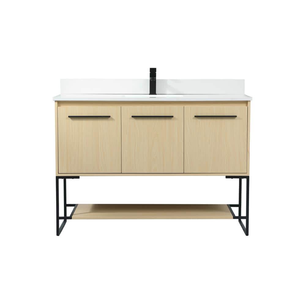 48 in. W Single Bath Vanity in Maple with Engineered Stone Vanity Top in Iv