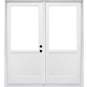 72 in. x 80 in. Left-Hand Inswing 2/3 Lite Low-E Glass White Finished Fiberglass Double Prehung Patio Door