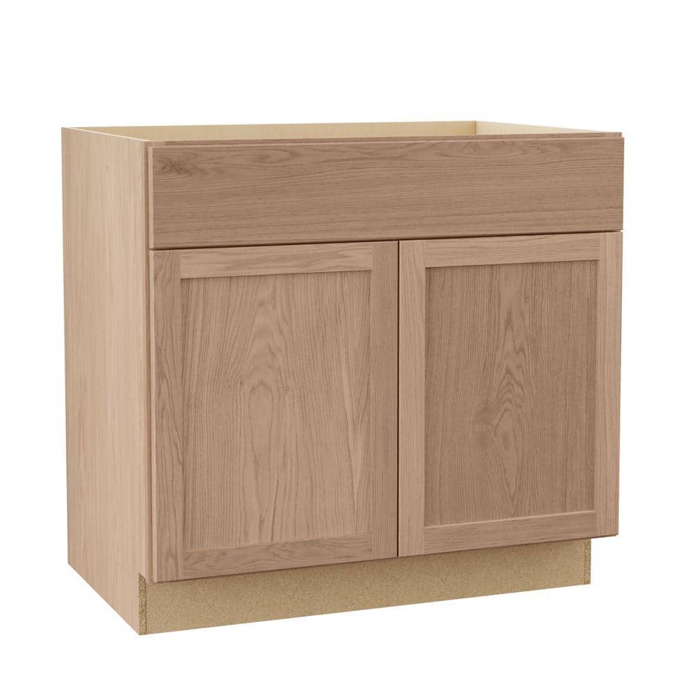 Hampton Bay Sinclair 36 in. W x 24 in. D x 34.5 in. H Assembled Base in Shaker Light Oak