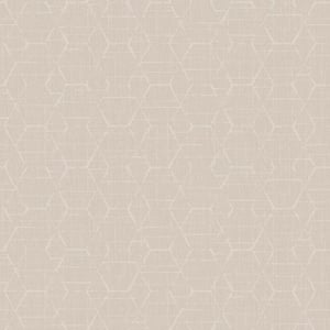 Atmosphere Collection Beige Metallaic Texture Hextex Geometric Print Non-Pasted on Non-Woven Paper Wallpaper Roll