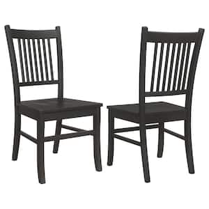 Marbrisa Matte Black Wood Slat Back Dining Side Chair Set of 2