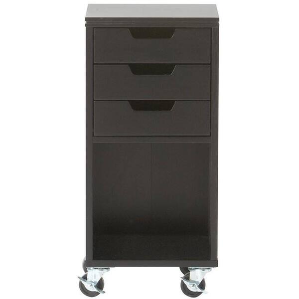 Home Decorators Collection Avery 13 in. W 3-Drawer MDF Single Bin Mobile Cart in Black