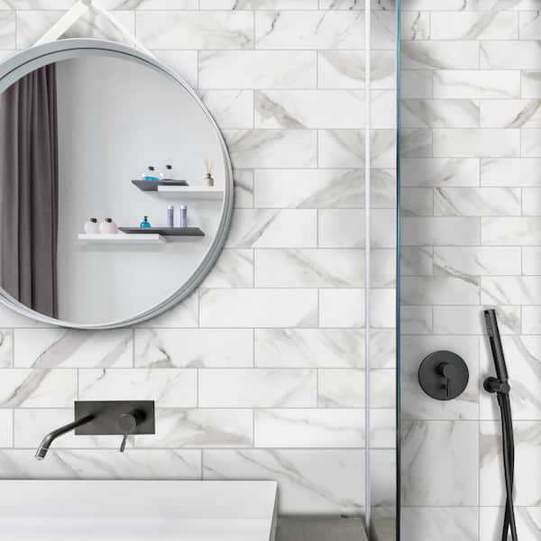 Avante Bianco White 3.75 in. x 12 in. Porcelain Floor and Wall Tile (6.25 sq. ft. /Case)
