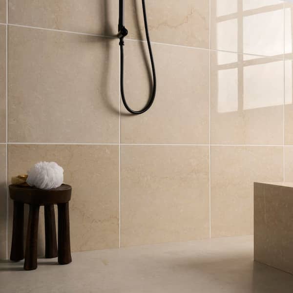 Botticino Extra Light Beige 18 in. x 18 in. Polished Marble Floor and Wall Tile (13.55 Sq. Ft. / Case)