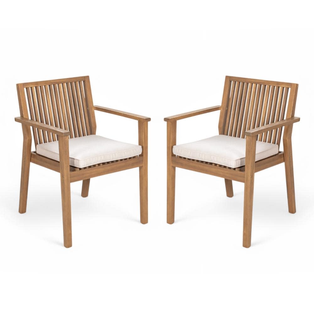Set of 2 Acacia Wood Outdoor Dining Chair With Beige Cushions Comfortable Waterproof Seating,400 lbs Capacity price history on PriceWatchPro