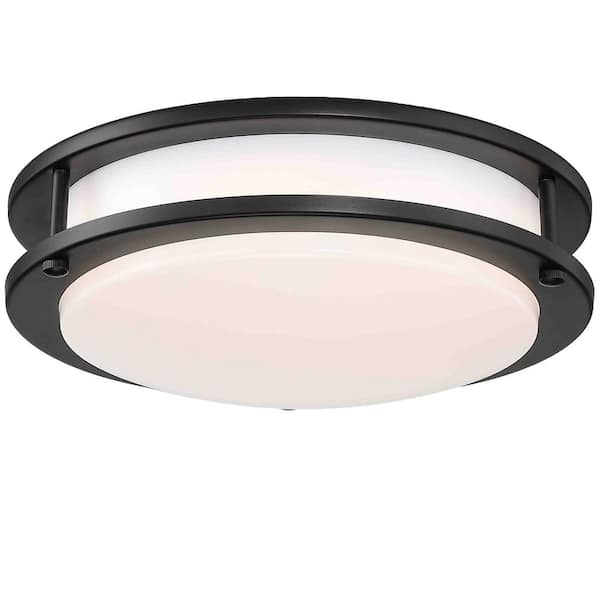 Pia Ricco 11 in. Modern Bronze Dimmable LED Integrated Flush Mount With Shade