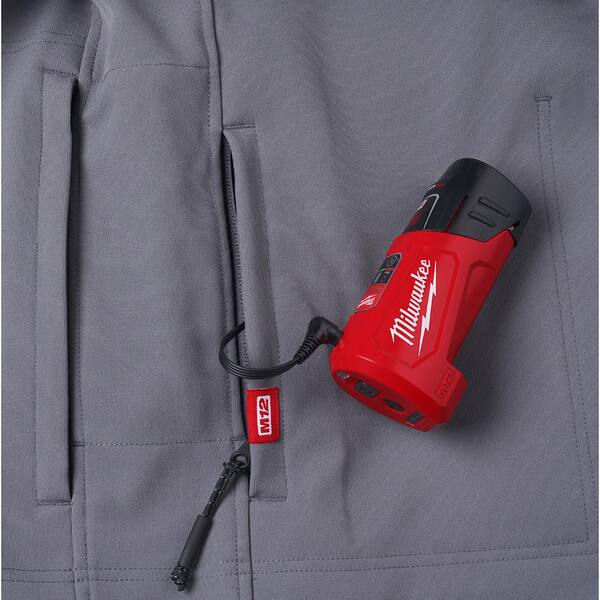 Milwaukee Men's Small M12 12V Lithium-Ion Cordless TOUGHSHELL Gray Heated  Jacket (Jacket and Charger/Power Source Only) 204G-20S - The Home Depot