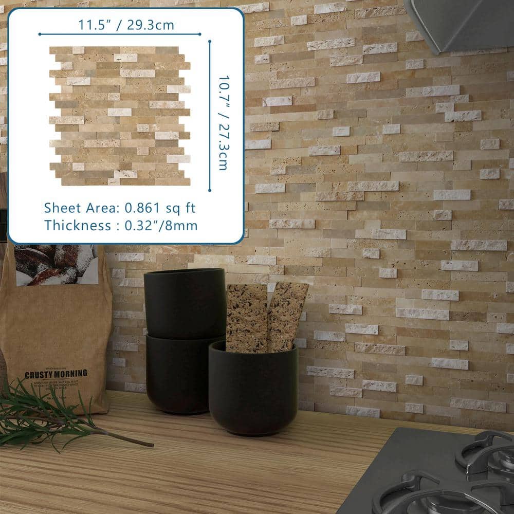 Beige 3D Natural Stone Peel and Stick Mosaic Tile