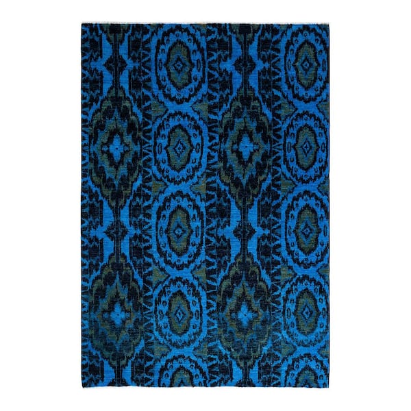 Solo Rugs One-of-a-Kind Contemporary Black 6 ft. x 9 ft. Hand Knotted Overdyed Area Rug