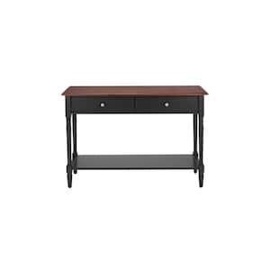 Trentwick Charcoal Black 2-Drawer Wood Console Table with Walnut Finish Top (47.24 in. W x 31.5 in. H)