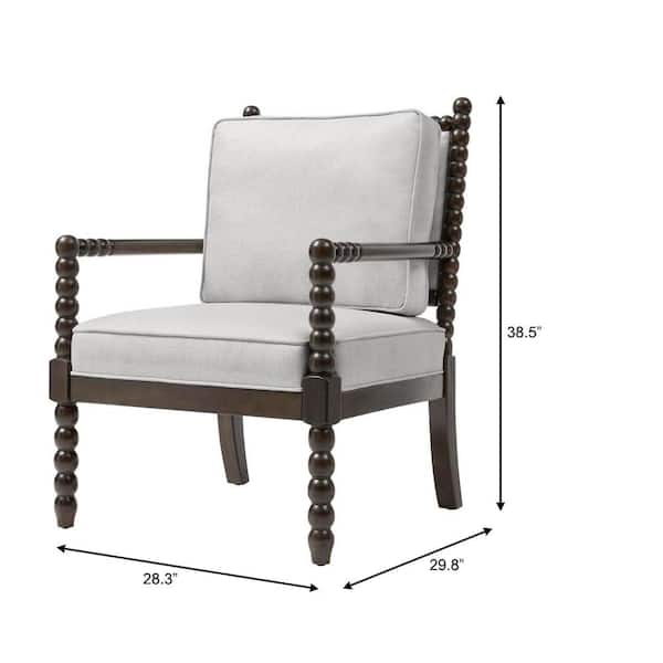 Classic Wood Spindle Upholstered Accent Chair in Biscuit Beige (28" W)