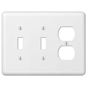 Declan 3 Gang 2-Toggle and 1-Duplex Steel Wall Plate - White