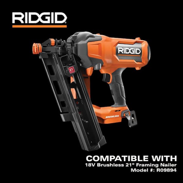 RIDGID 18V Brushless Cordless 21° 3-1/2 in. Framing Nailer (Tool Only)  R09894B - The Home Depot