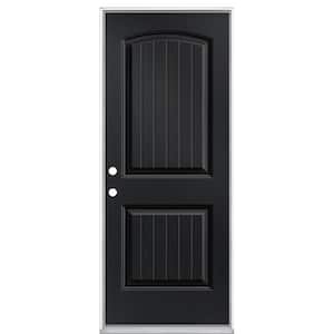 32 in. x 80 in. Cheyenne 2-Panel Right-Hand Inswing Painted Smooth Fiberglass Prehung Front Exterior Door No Brickmold
