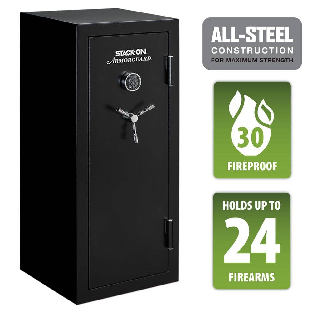 STACK-ON 24-Gun Fire Resistant Electronic Lock Safe, Matte Black A18-24 ...