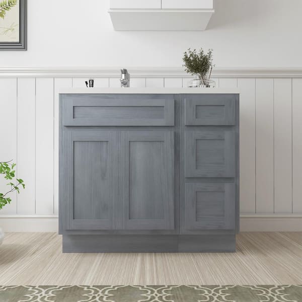 Vanity Art 36 in. W x 21 in. D x 32.5 in. H Bath Vanity Cabinet without Top in Silver