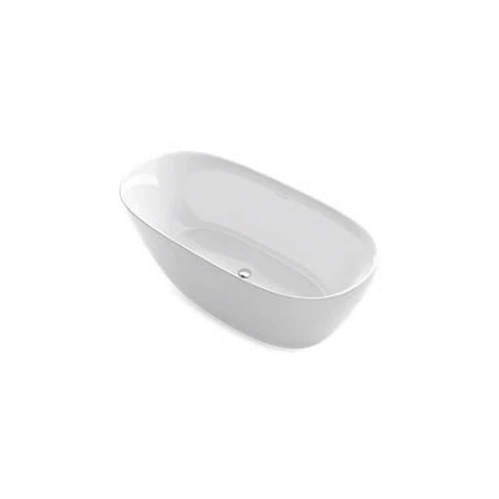 Unwind 67" White Acrylic Freestanding Soaking Bathtub