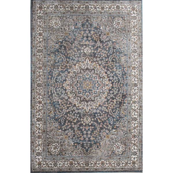 BASHIAN Legacy Teal 10 ft. x 13 ft. Geometric Transitional Area Rug