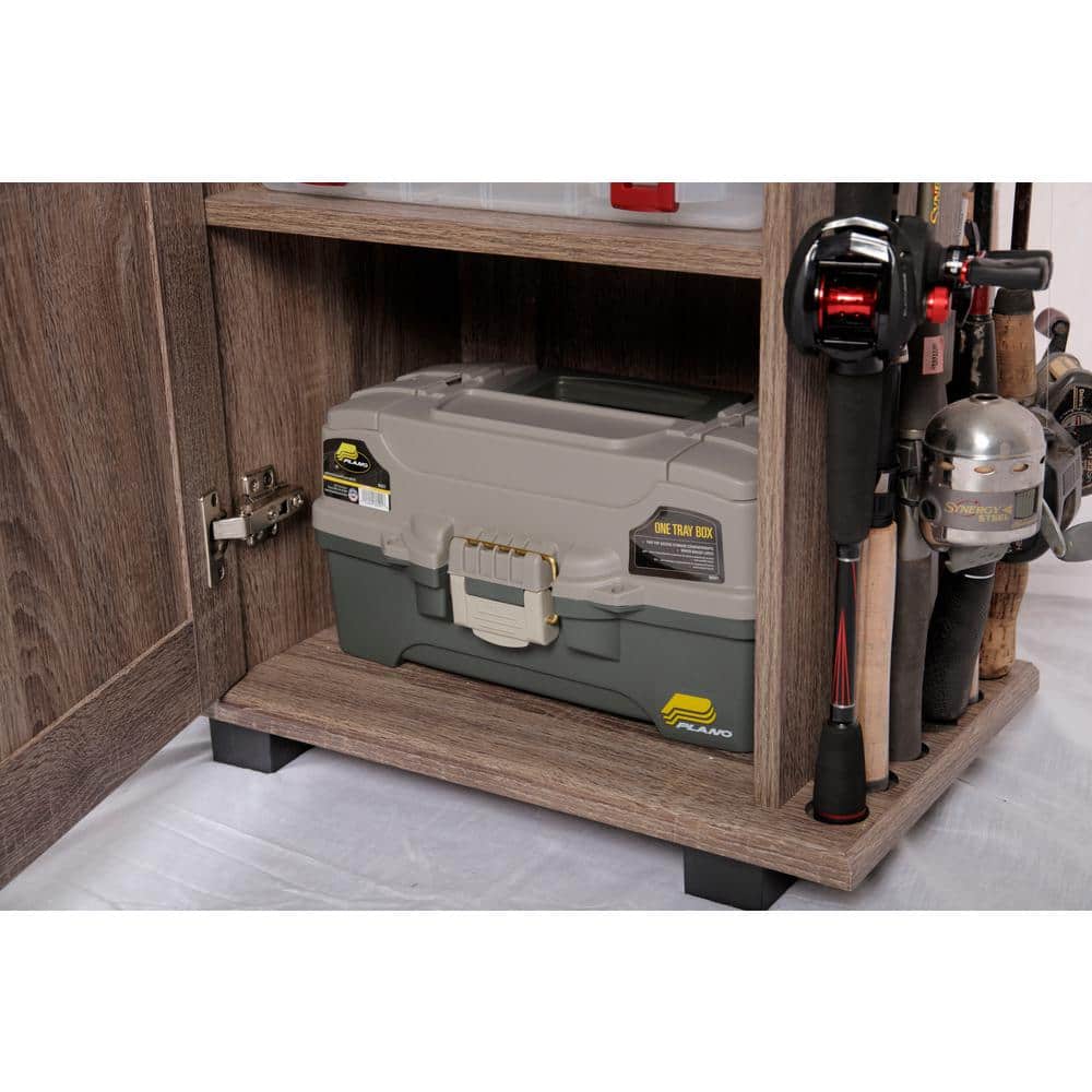 Barnwood Fishing Gear Storage Cabinet with Rod Holder