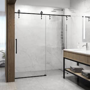 Hamilton 56 in. to 60 in. W x 78 in. H Aerodynamic Frameless Sliding Shower Door in Matte Black with Clear Glass