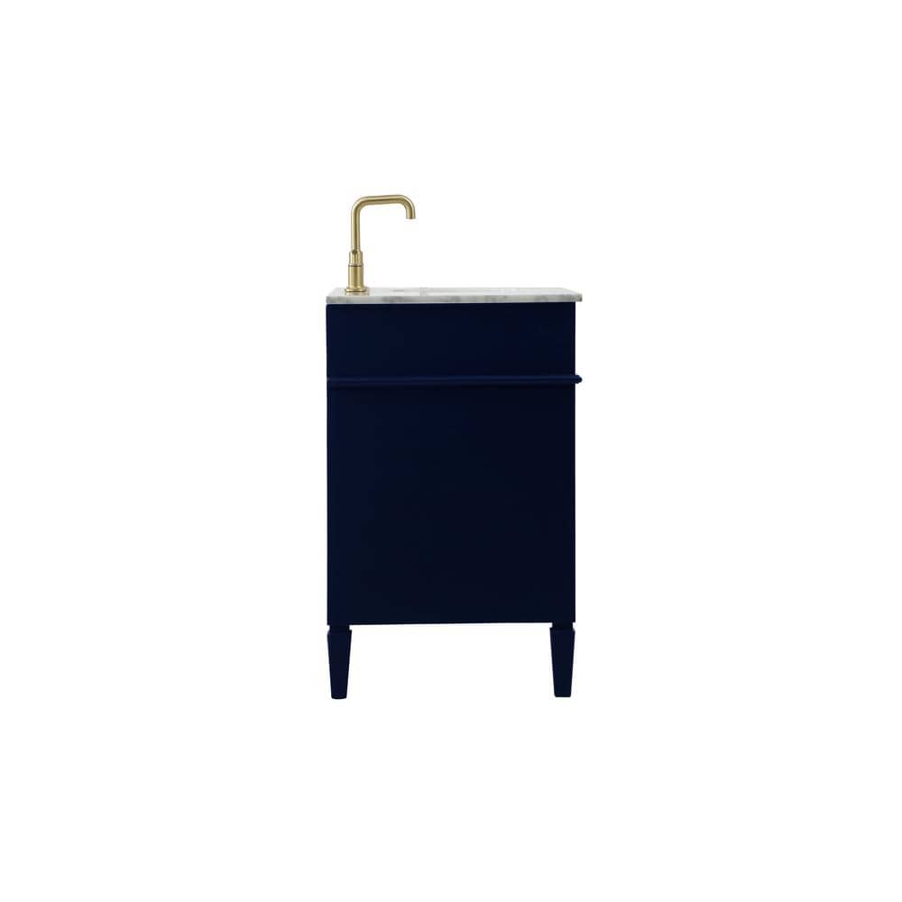 Blue Double Freestanding Bathroom Vanity with Marble Top