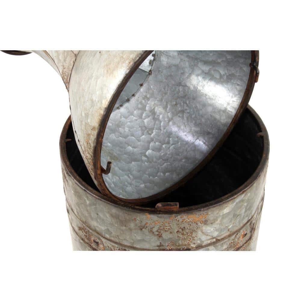 Galvanized Metal Cylinder Floor Vases, Set of 3, Farmhouse Decor