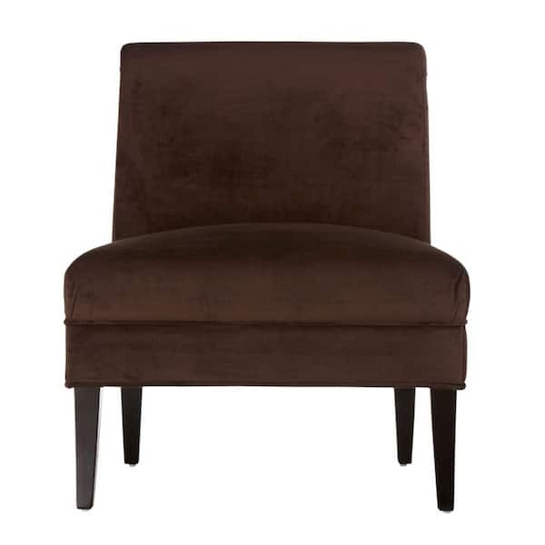Unbranded Beale Solid Velvet Brown 27 in. W Slipper Chair