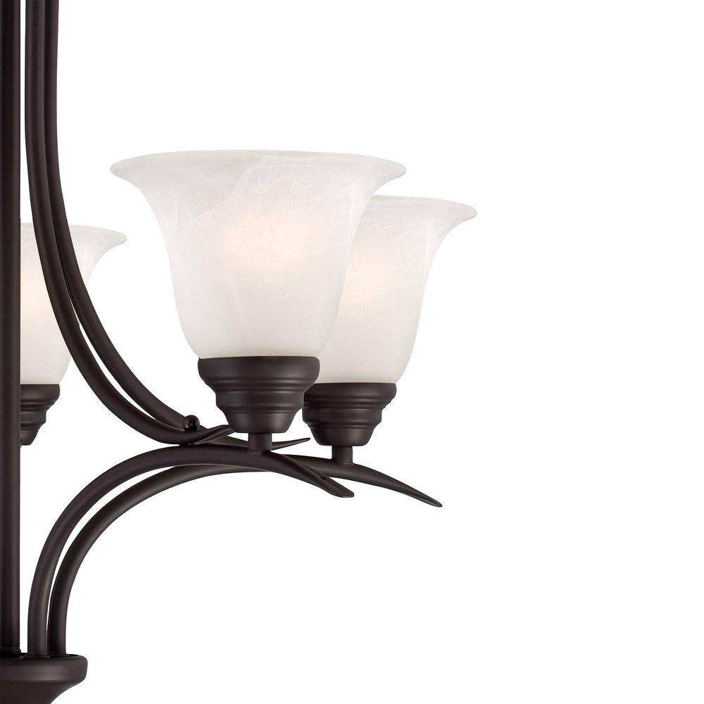 Trinidad Mini Antique Bronze Chandelier with Alabaster Glass Shades