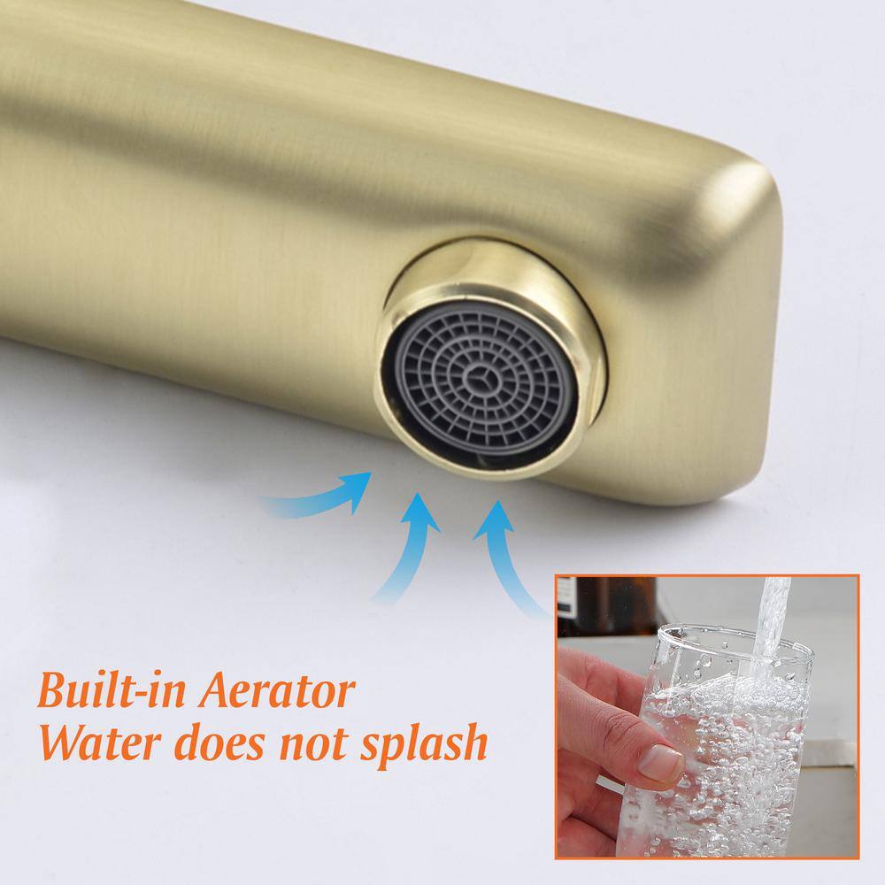 Brushed Gold Single Handle Low Arc Bathroom Faucet