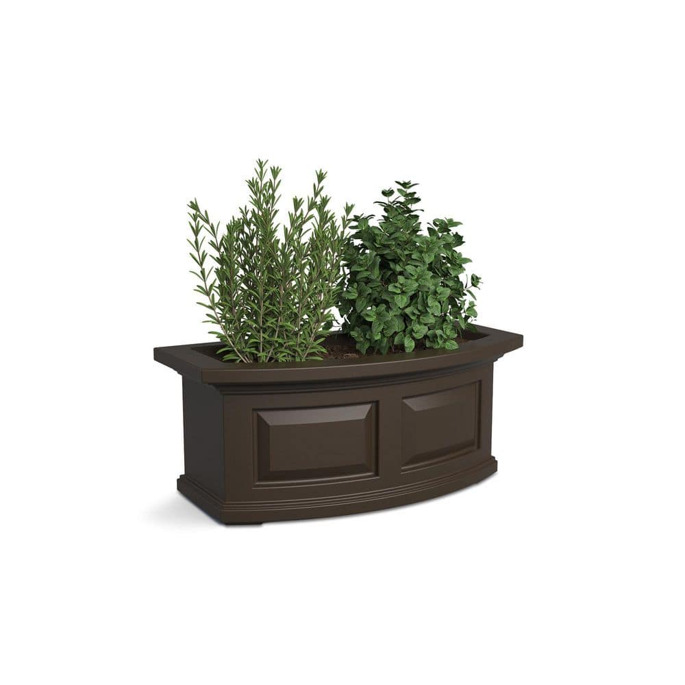 Espresso Polyethylene Self-Watering Outdoor Window Box Planter