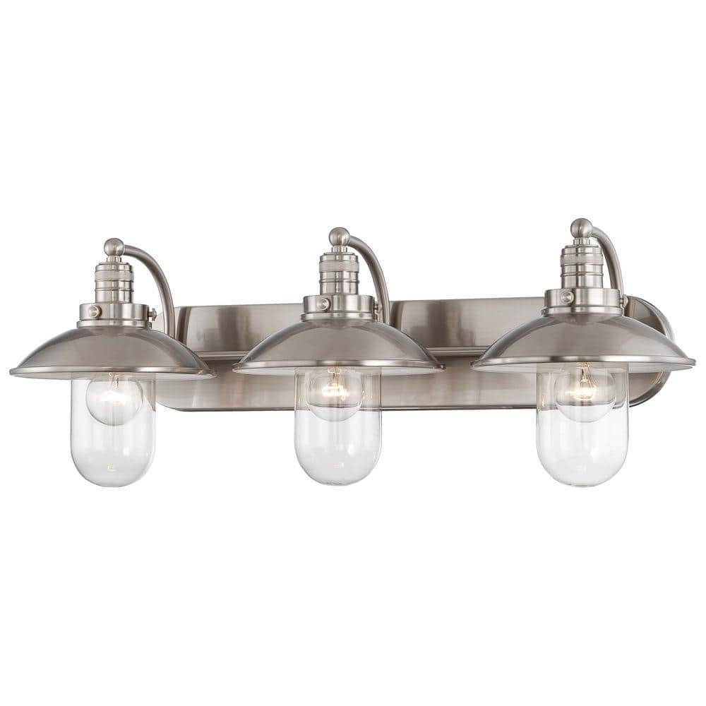 Minka Lavery Downtown Edison 3 Light Brushed Nickel Bath Light 5133 84 The Home Depot