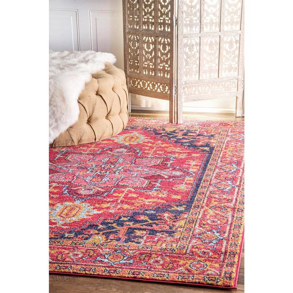Vonda Pink Persian Medallion 5' x 7' Synthetic Rug
