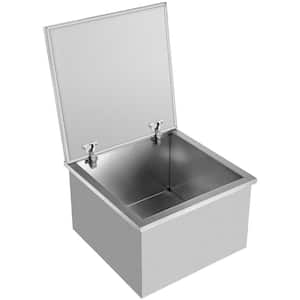 100 Qt. Drop-in Ice Cooler with Hinged Cover 28 in. x 19.9 in. x 17 in. Stainless Steel Drop in Ice Bin for Bar