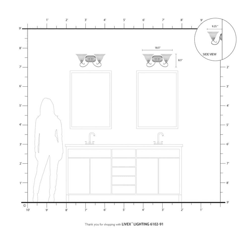 Brushed Nickel 2-Light Vanity with White Alabaster Glass
