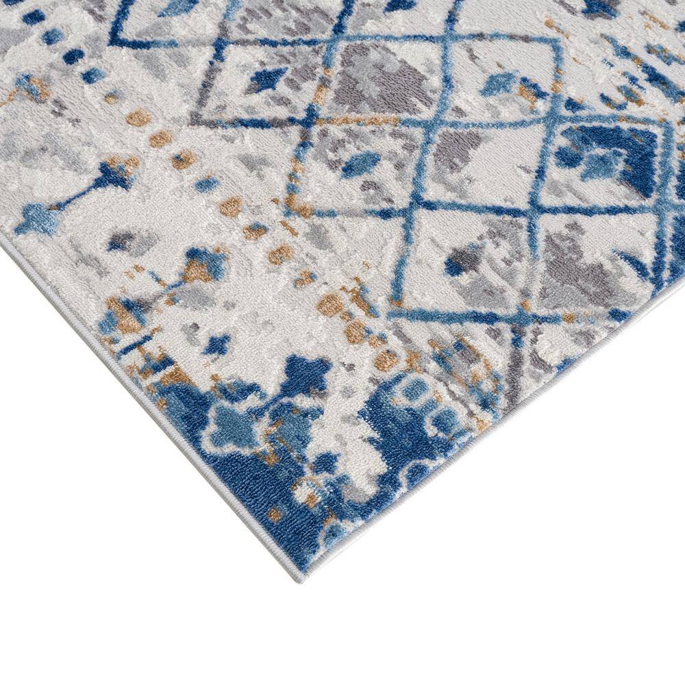 Gold and Cream Rectangular 6' x 9' Easy Care Synthetic Area Rug