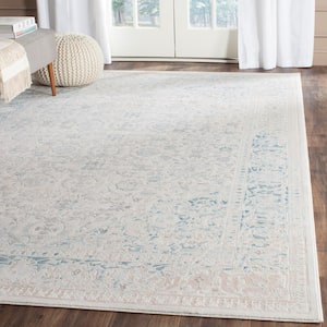 Passion Turquoise/Ivory 7 ft. x 9 ft. Border Area Rug