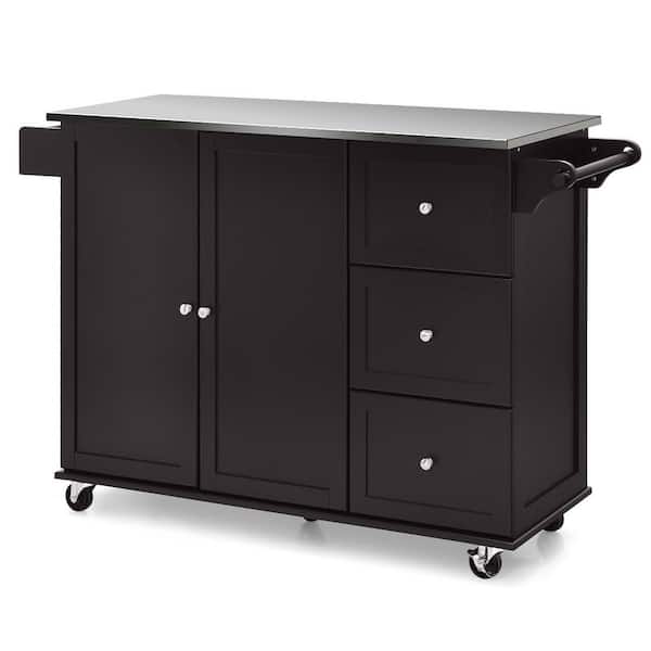 Costway Brown 2-Door Storage Buffet with Steel Top