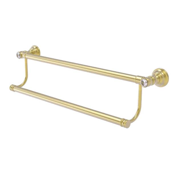 Allied Brass Carolina Crystal Collection 36 in. Wall Mounted Double Towel Bar in Satin Brass