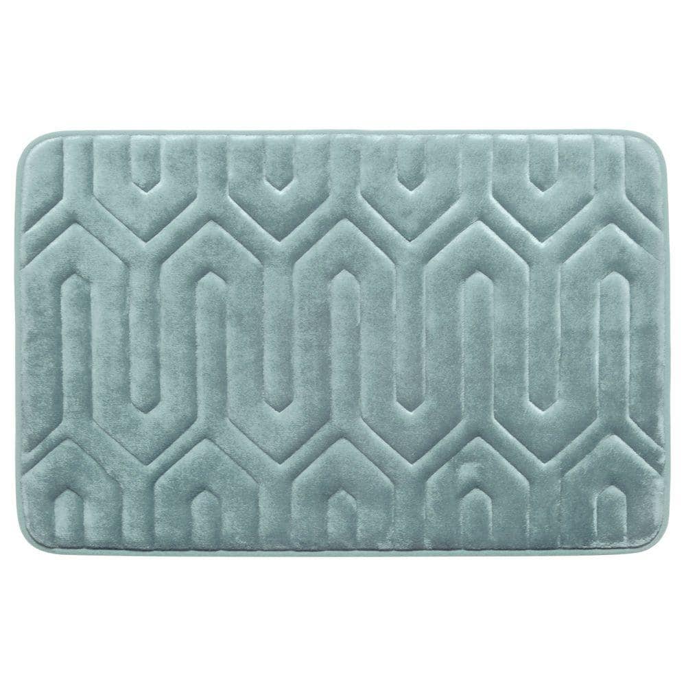 Thea Aqua 20 in. x 32 in. Memory Foam Bath Mat
