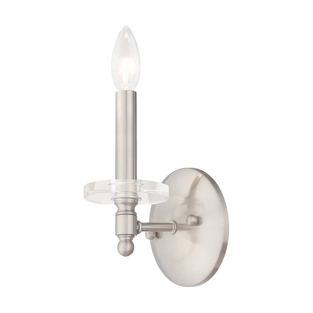 Bancroft Elegance Brushed Nickel 1-Light Crystal Sconce