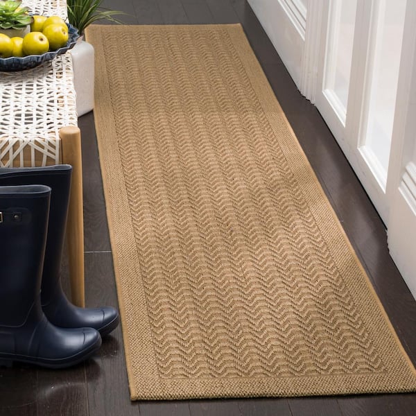Palm Beach 2 ft. x 12 ft. Maize Solid Color Border Runner Rug