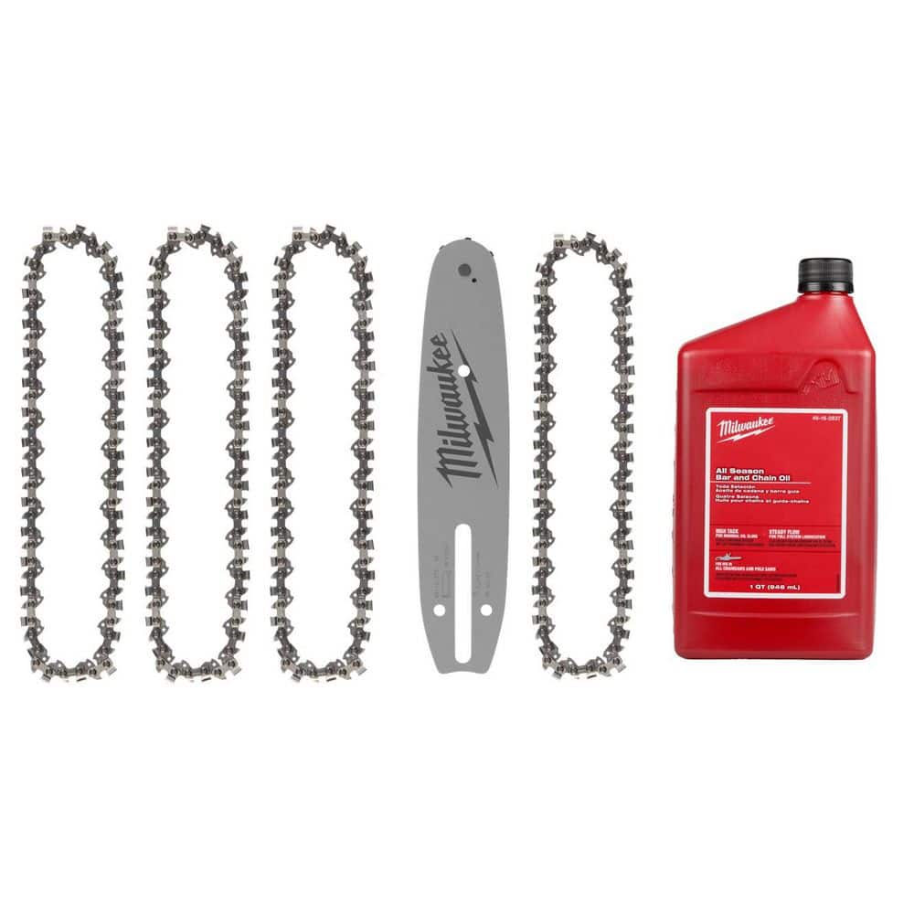 8 in. Chainsaw Chain (3-Pack), 8 in. Chainsaw Bar & Chain Combo, 1 Quart Bar & Chain Oil