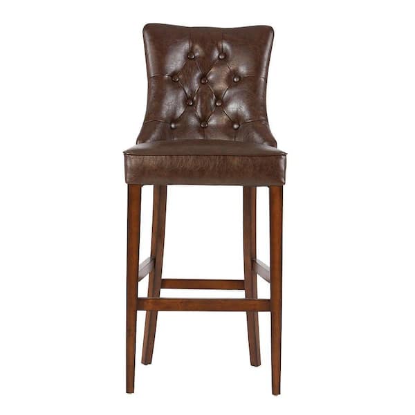 Home Decorators Collection Rebecca 31 in. Brown Cushioned Bar Stool in Antique Cherry with Back