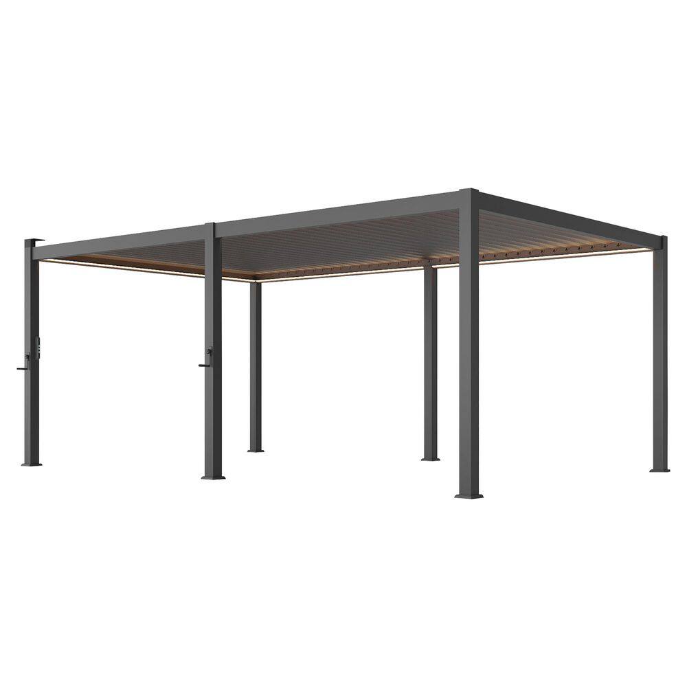 12 ft. x 20 ft. Modern Pergola with Adjustable Louvers, LED Lights, and Solar Charging, Charcoal Gray price history on PriceWatchPro