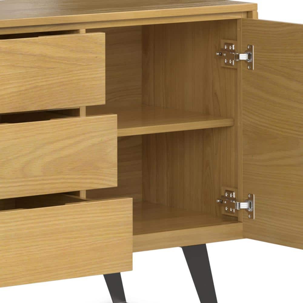 Lowry Oak Veneer Modern Industrial Sideboard Buffet