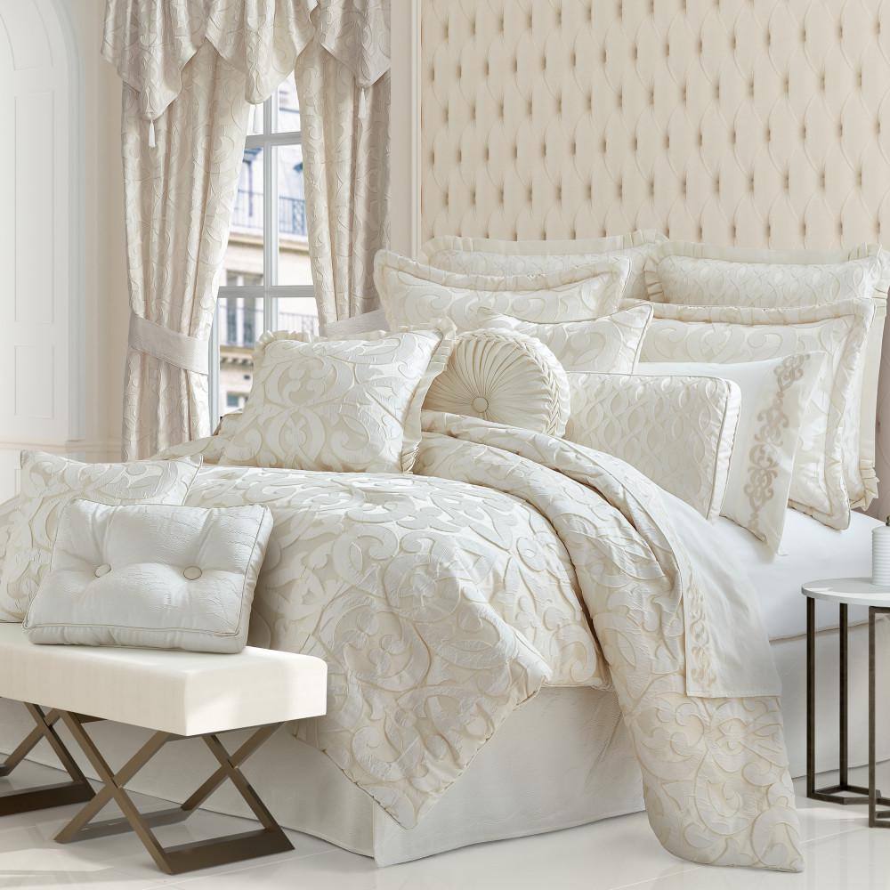 Ivory Queen Microfiber Reversible Comforter Set with Textured Accent