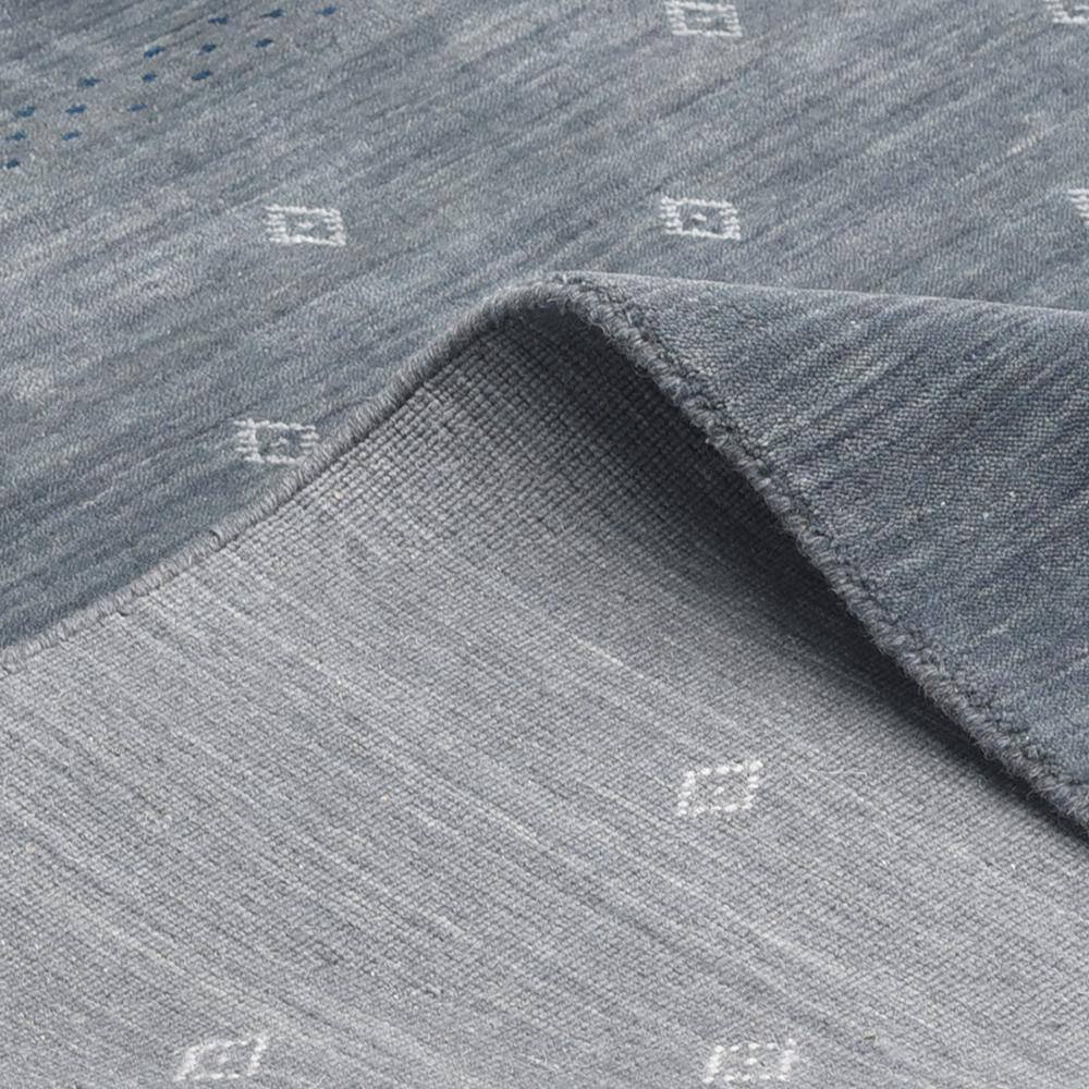 Slate Grey Hand-Knotted Wool Geometric Area Rug 9' x 12'
