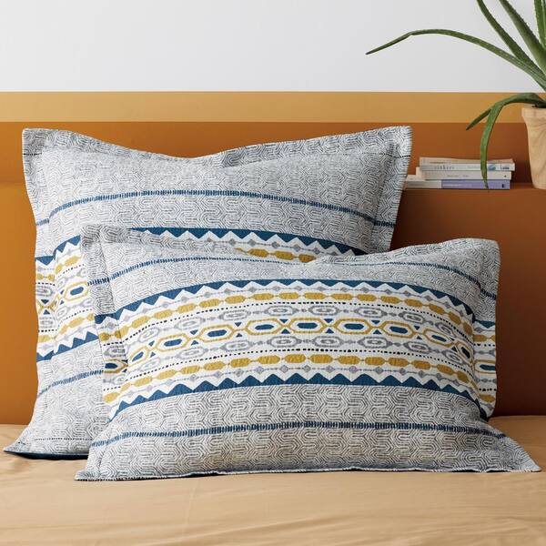 The Company Store Etchings Multicolored Geometric Cotton Matelasse Euro Sham